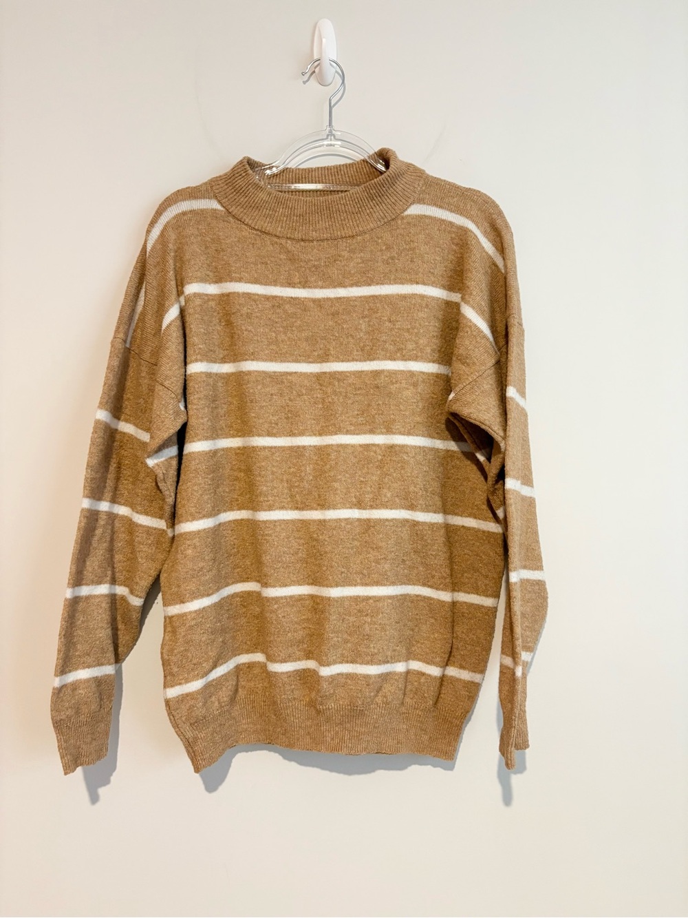 A new day striped oversized sweater beige white size small